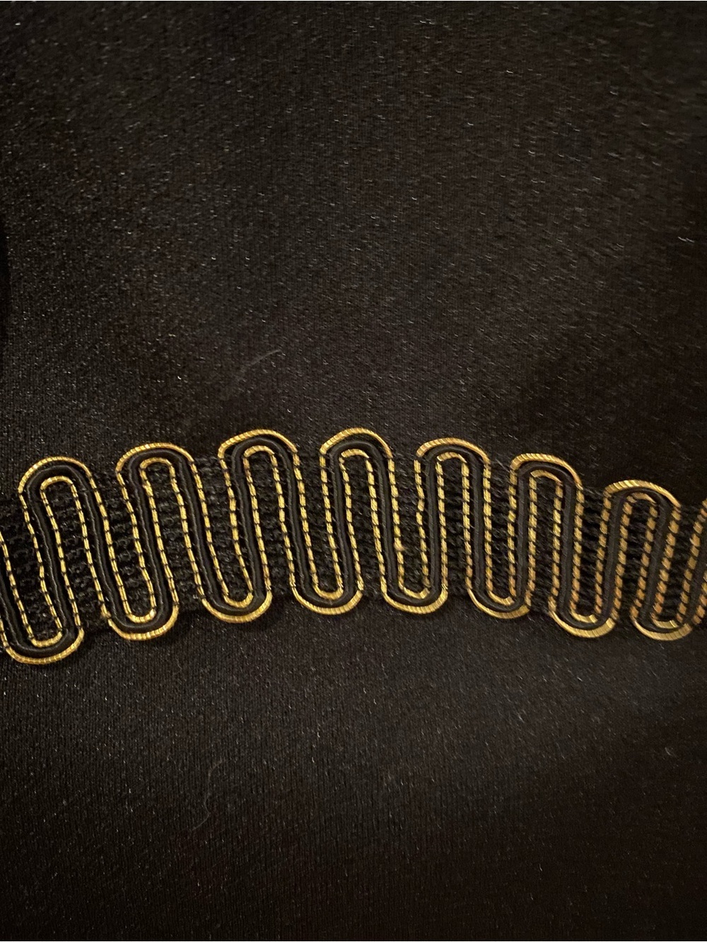 Vintage 1970s George Small New York Black Maxi Column Gown w/ Gold Soutache Trim - Picture 9 of 10